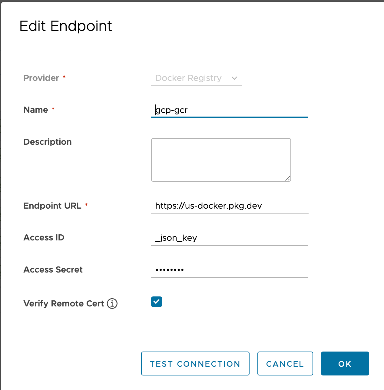 GCR registry config
