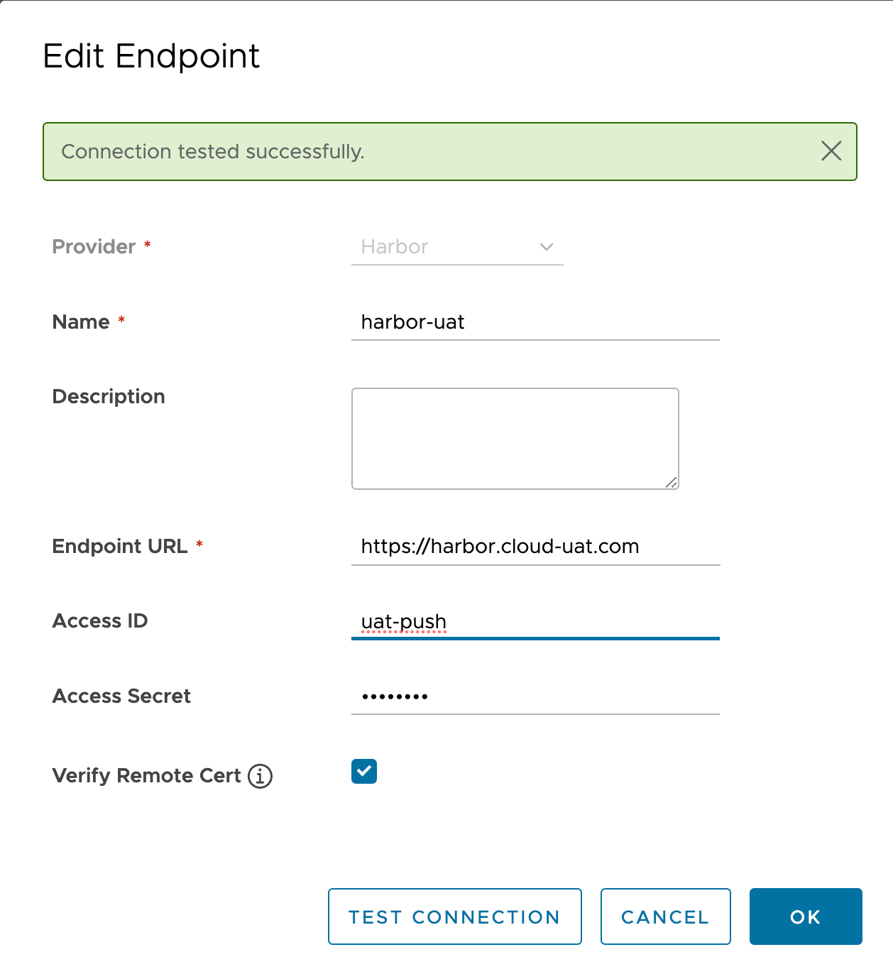 Harbor registry config